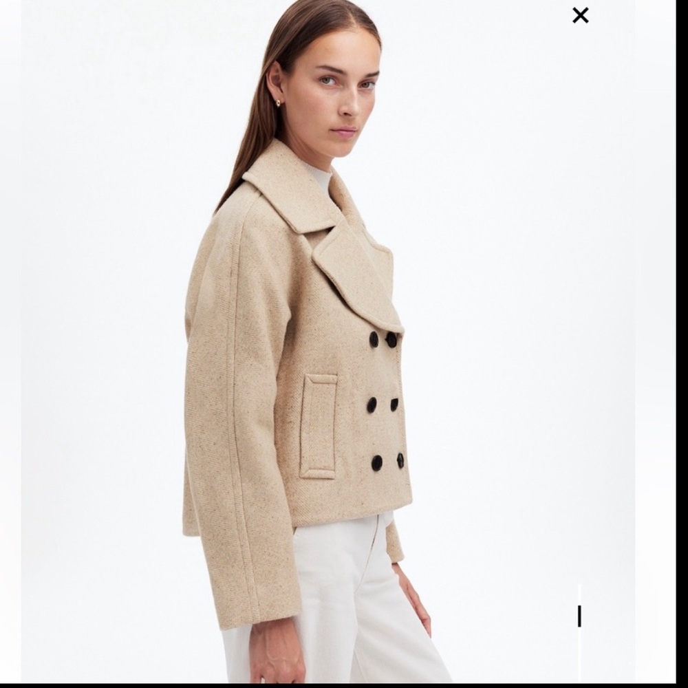 Madewell Oversized Collar Herringbone Prescott NEW NWT in heathered Oatmeal - Picture 15 of 16
